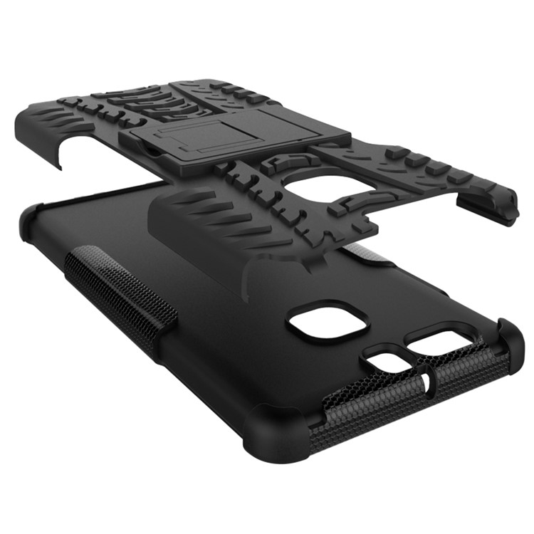 Two Pieces TPU + PC Hybrid Case with Kickstand for Huawei P9 - Black-3