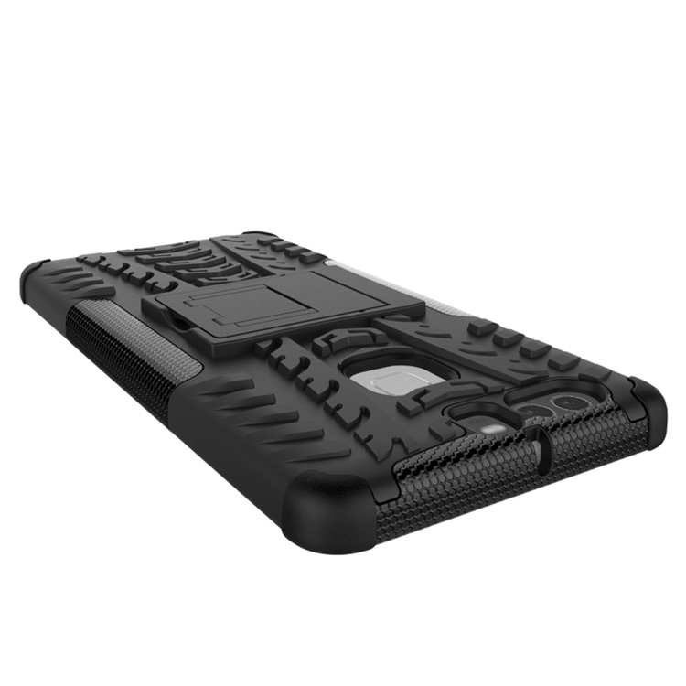 Two Pieces TPU + PC Hybrid Case with Kickstand for Huawei P9 - Black-4