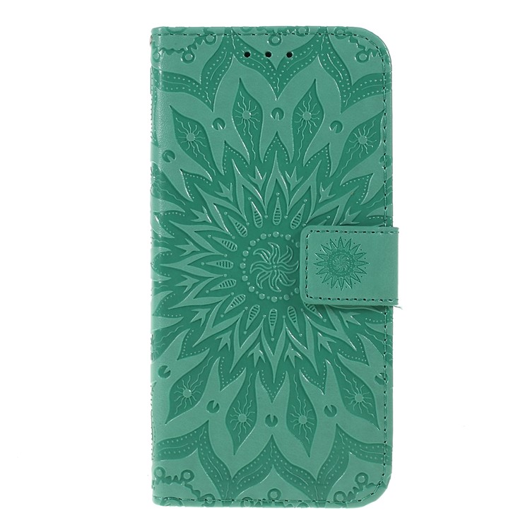 Imprint Sunflower Pattern Flip Leather Wallet Stand Phone Shell for Huawei P Smart (2019)/Smart Plus 2019/Honor 10i - Cyan-1