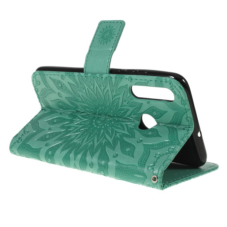 Imprint Sunflower Pattern Flip Leather Wallet Stand Phone Shell for Huawei P Smart (2019)/Smart Plus 2019/Honor 10i - Cyan-3