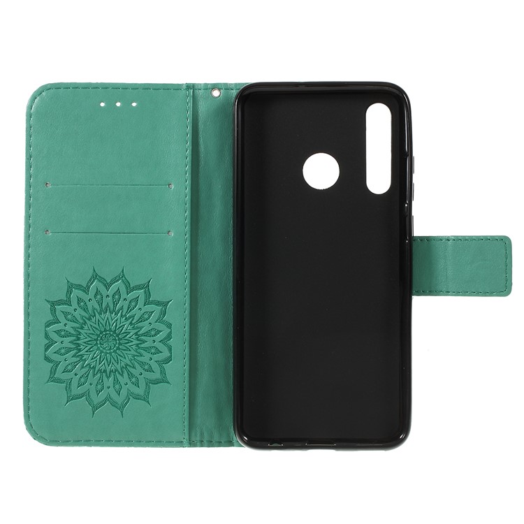 Imprint Sunflower Pattern Flip Leather Wallet Stand Phone Shell for Huawei P Smart (2019)/Smart Plus 2019/Honor 10i - Cyan-4