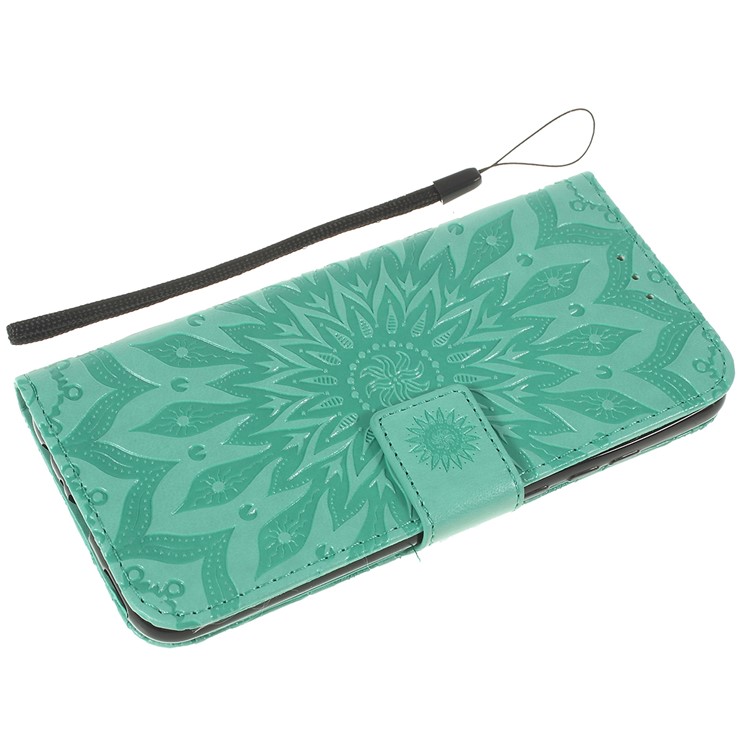 Imprint Sunflower Pattern Flip Leather Wallet Stand Phone Shell for Huawei P Smart (2019)/Smart Plus 2019/Honor 10i - Cyan-5