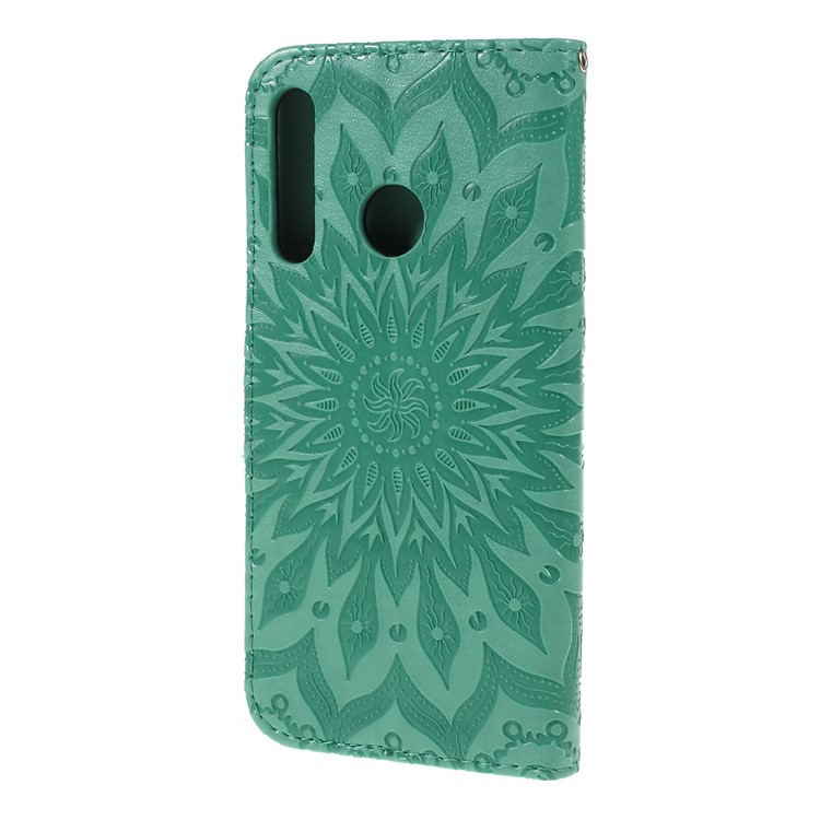 Imprint Sunflower Pattern Flip Leather Wallet Stand Phone Shell for Huawei P Smart (2019)/Smart Plus 2019/Honor 10i - Cyan-7