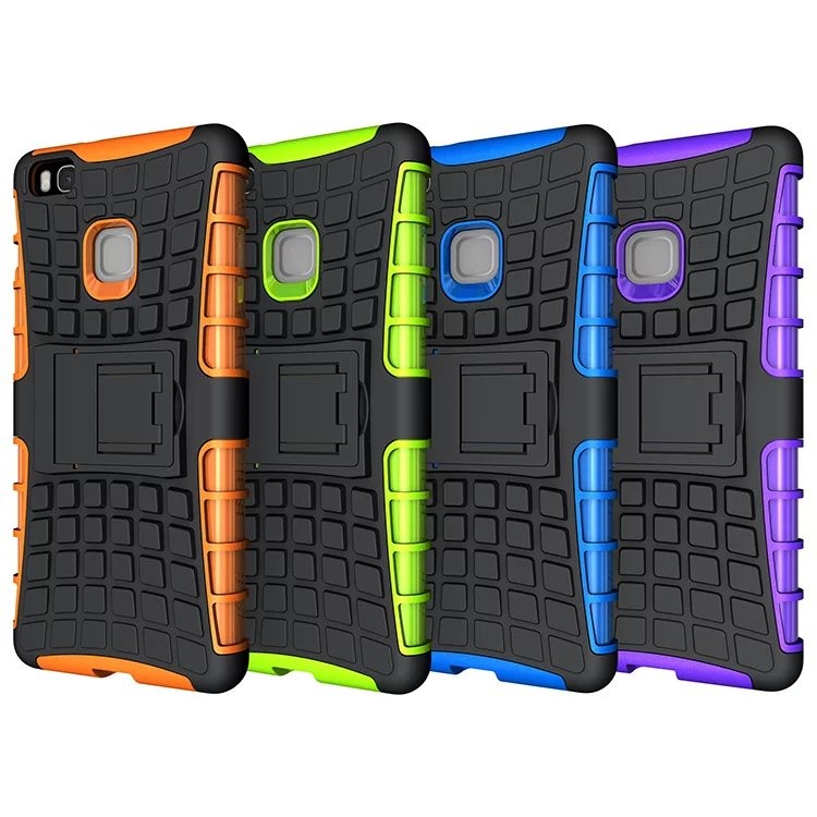 Snap-on Anti-slip PC + TPU Hybrid Shell Case Cover with Kickstand for Huawei P9 Lite - Orange-2