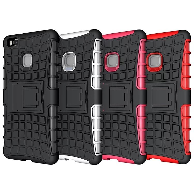 Snap-on Anti-slip PC + TPU Hybrid Shell Case Cover with Kickstand for Huawei P9 Lite - Orange-3