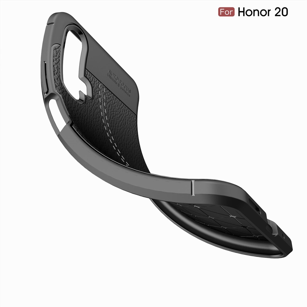 Litchi Texture TPU Case de Telefone Para Huawei Honor 20S (para a China) / Honra 20 / Nova 5t - Preto