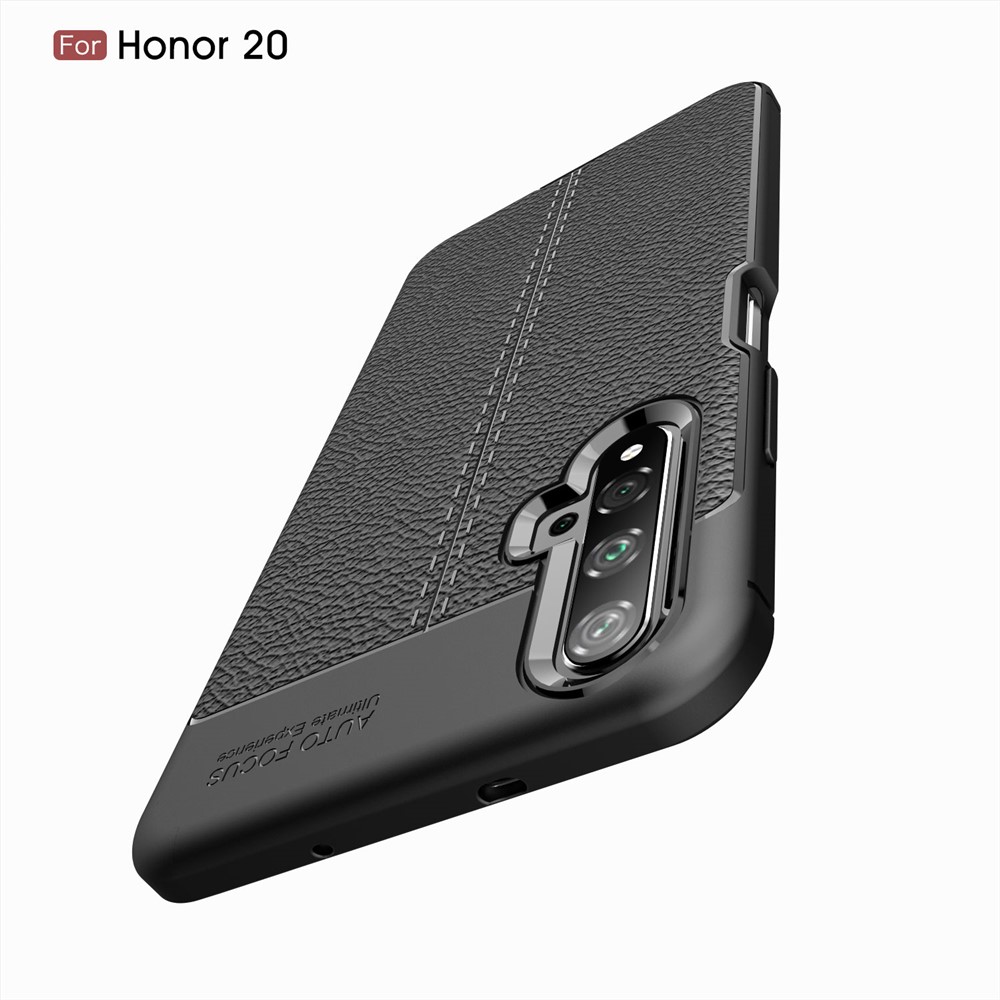 Litchi Texture TPU Phone Case for Huawei Honor 20 - Black-11