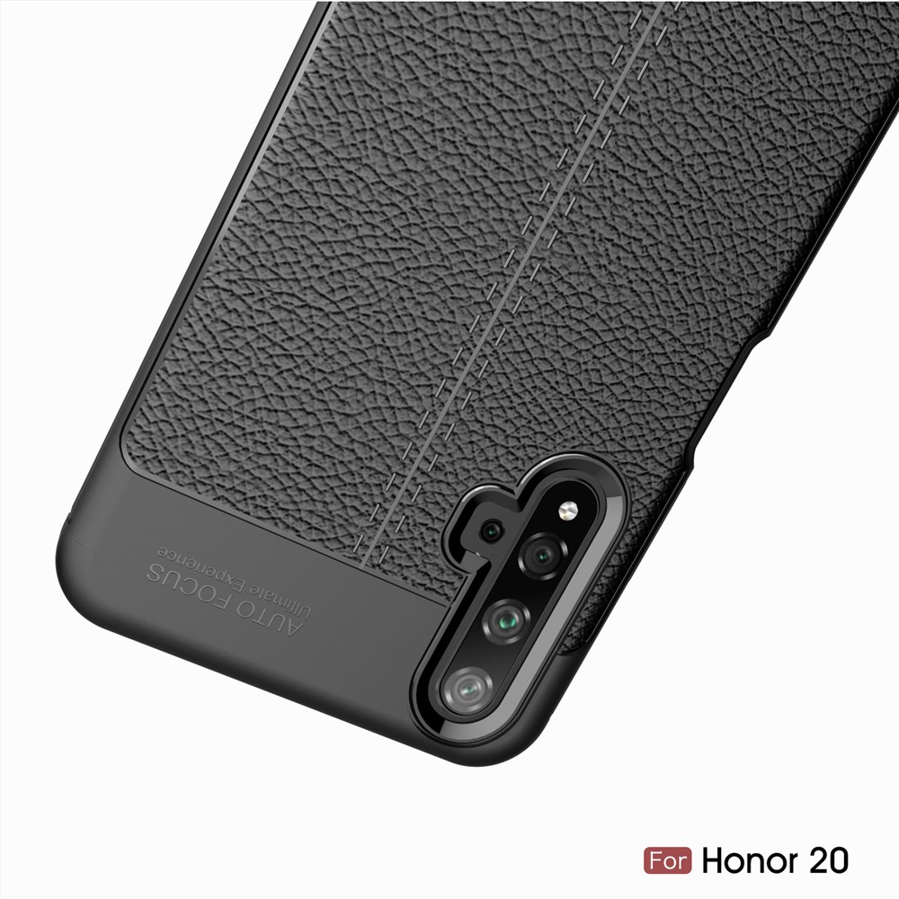 Litchi Texture TPU Phone Case for Huawei Honor 20 - Black-12