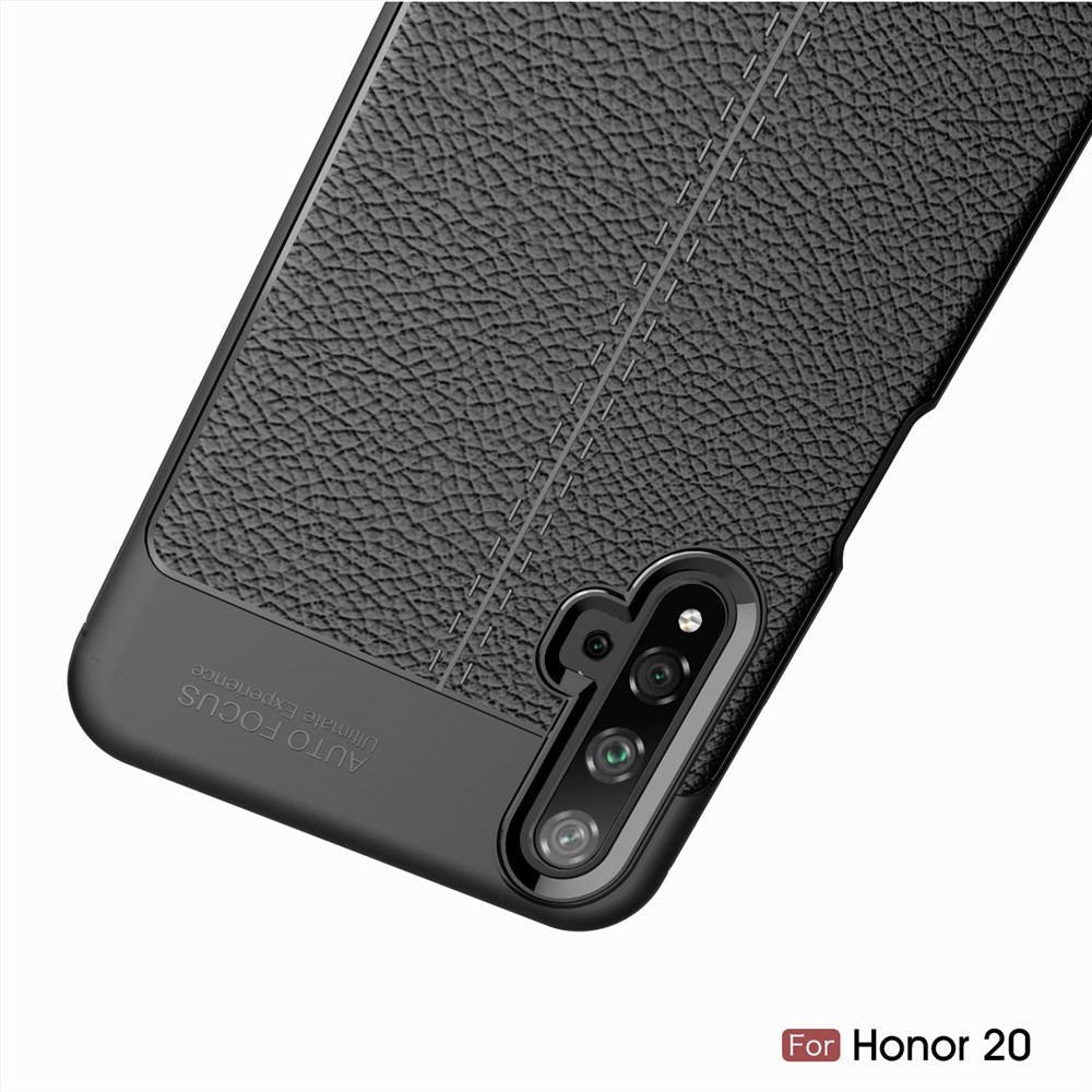 Litchi Texture TPU Phone Case for Huawei Honor 20  - Black-12