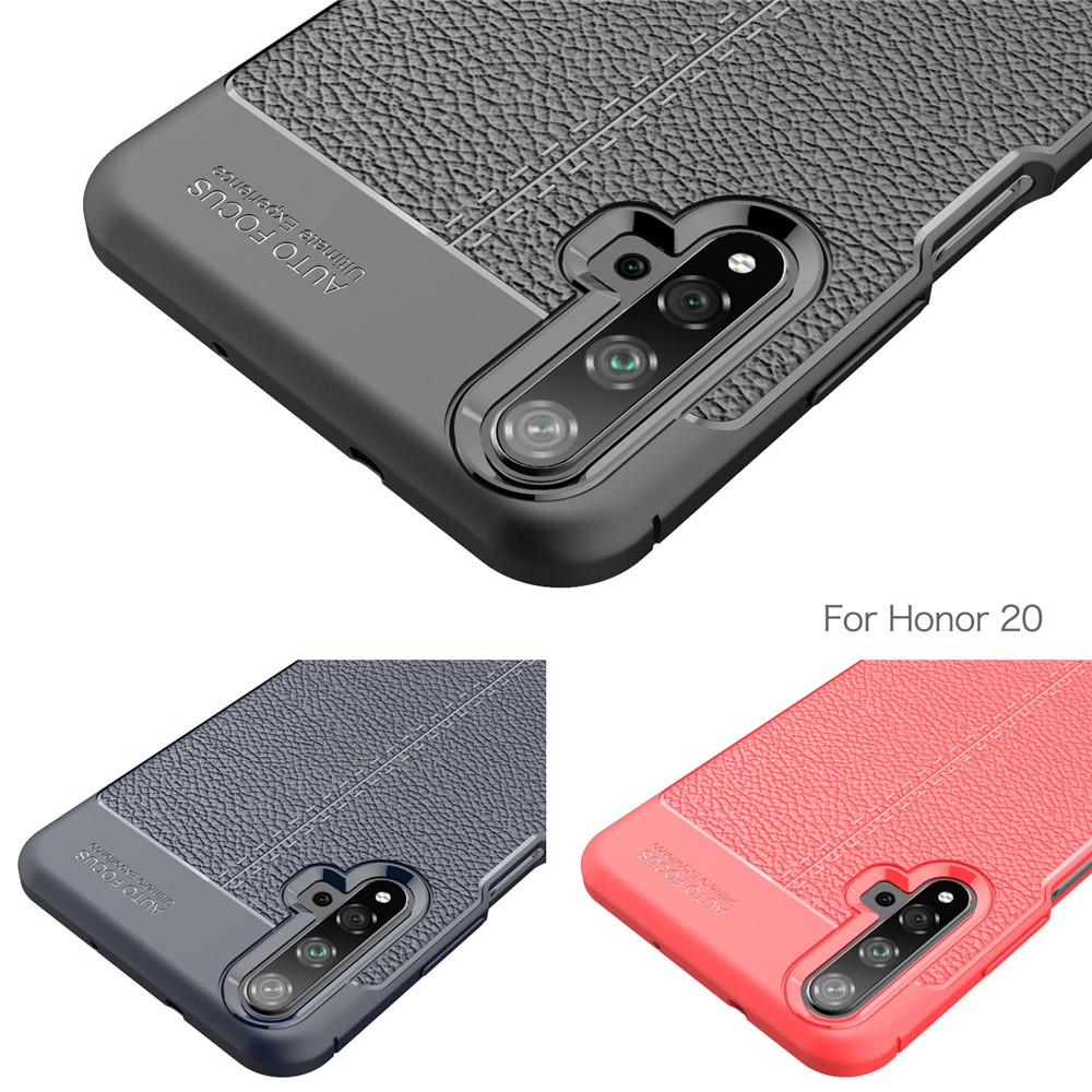 Custodia Per Telefono TPU di Litchi Texture Per Huawei Honor 20S (per la Cina) / Onore 20 / Nova 5T - Nero