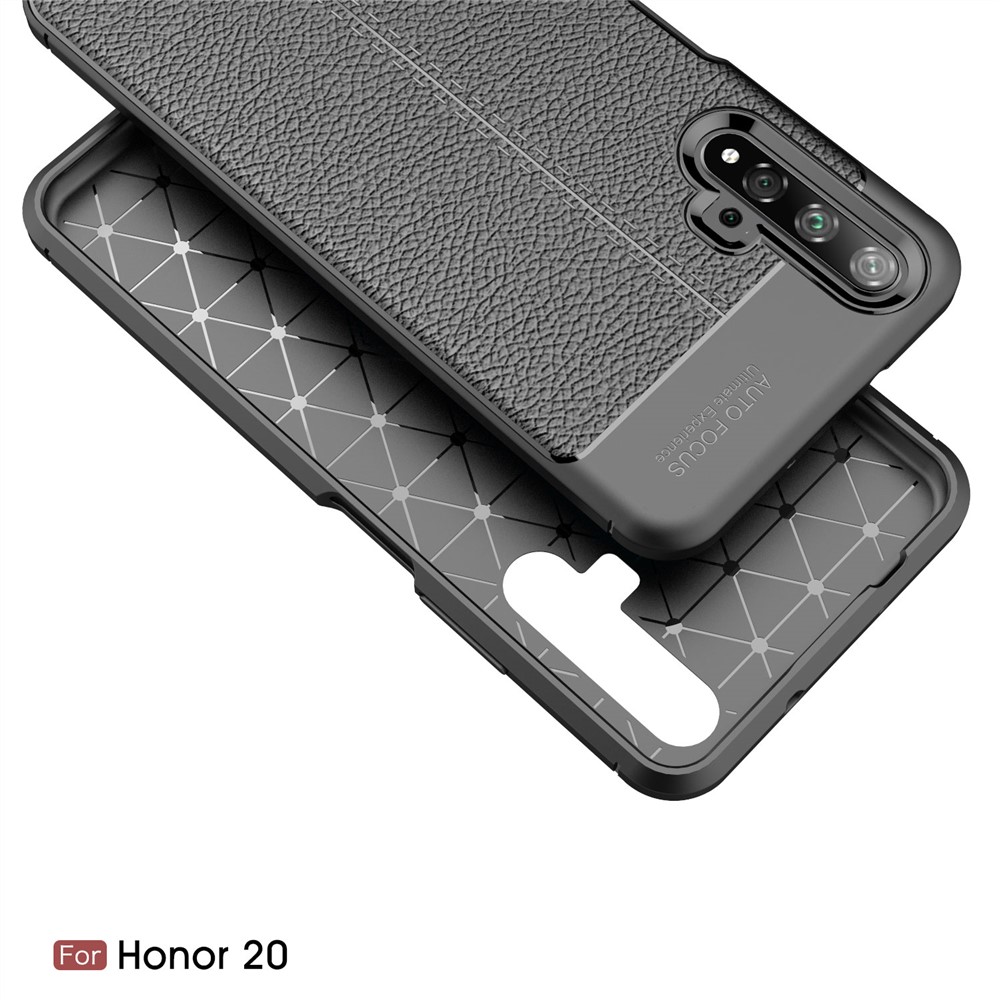 Custodia Per Telefono TPU di Litchi Texture Per Huawei Honor 20S (per la Cina) / Onore 20 / Nova 5T - Nero