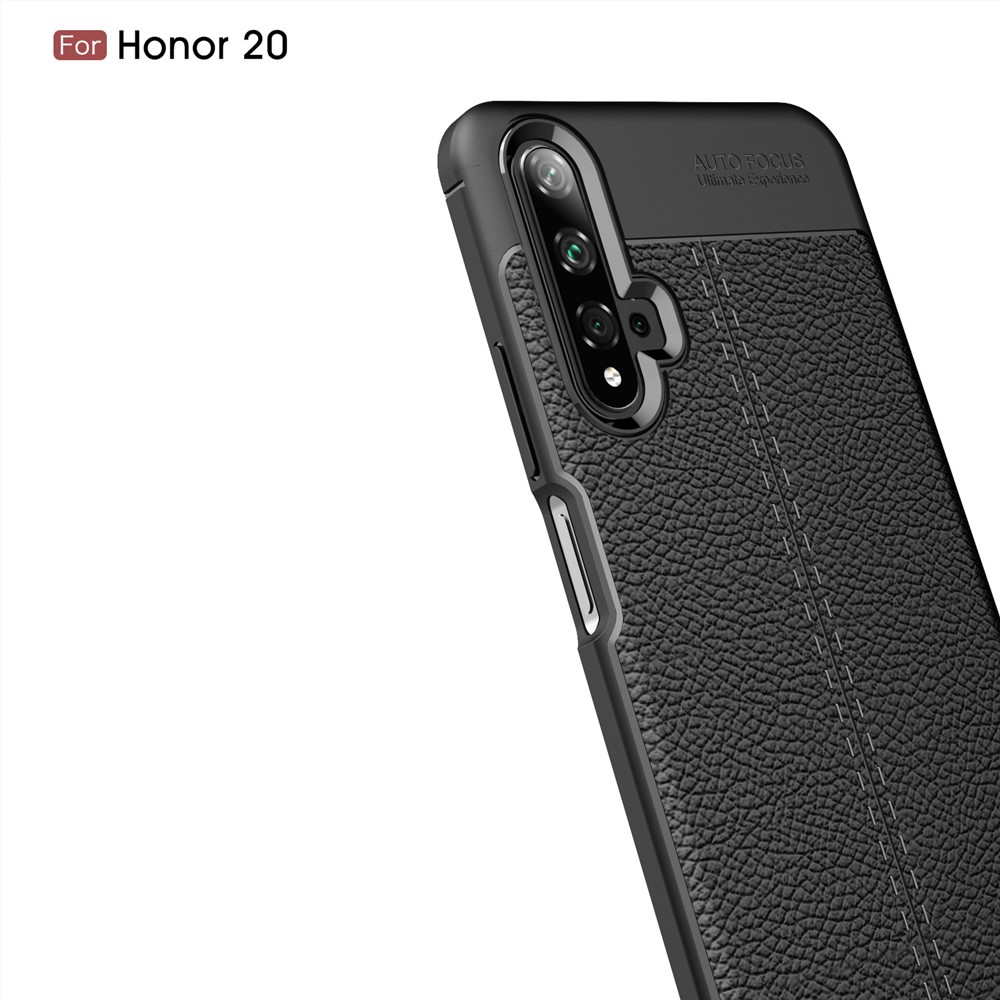 Litchi Texture TPU Phone Case for Huawei Honor 20 - Black-4
