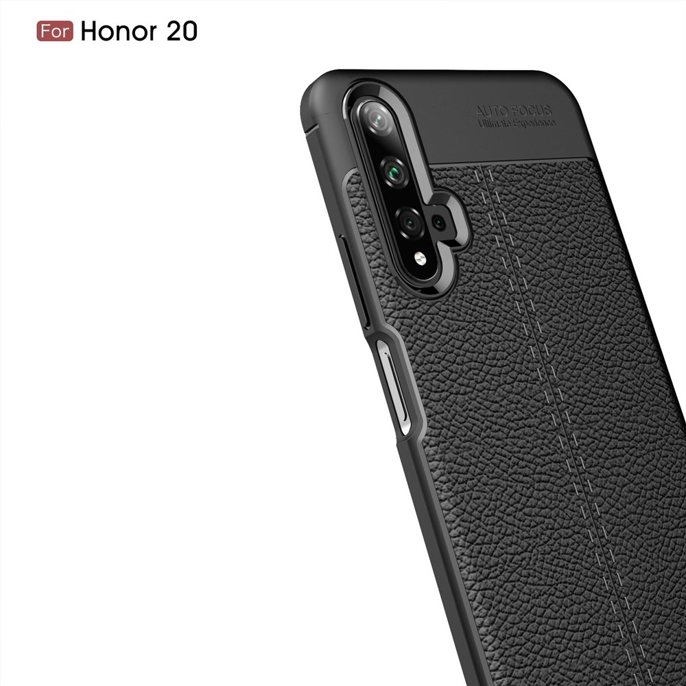 Litchi Texture TPU Phone Case for Huawei Honor 20  - Black-4