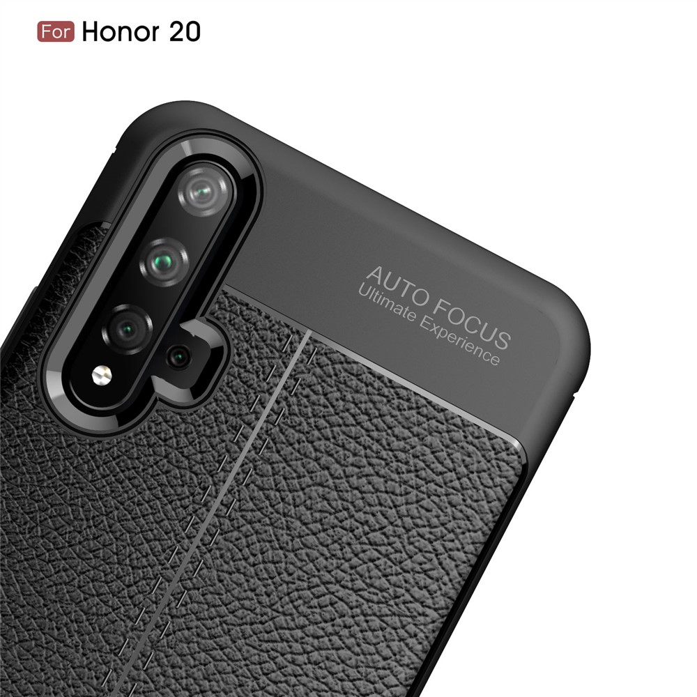 Litchi Texture TPU Phone Case for Huawei Honor 20 - Black-6