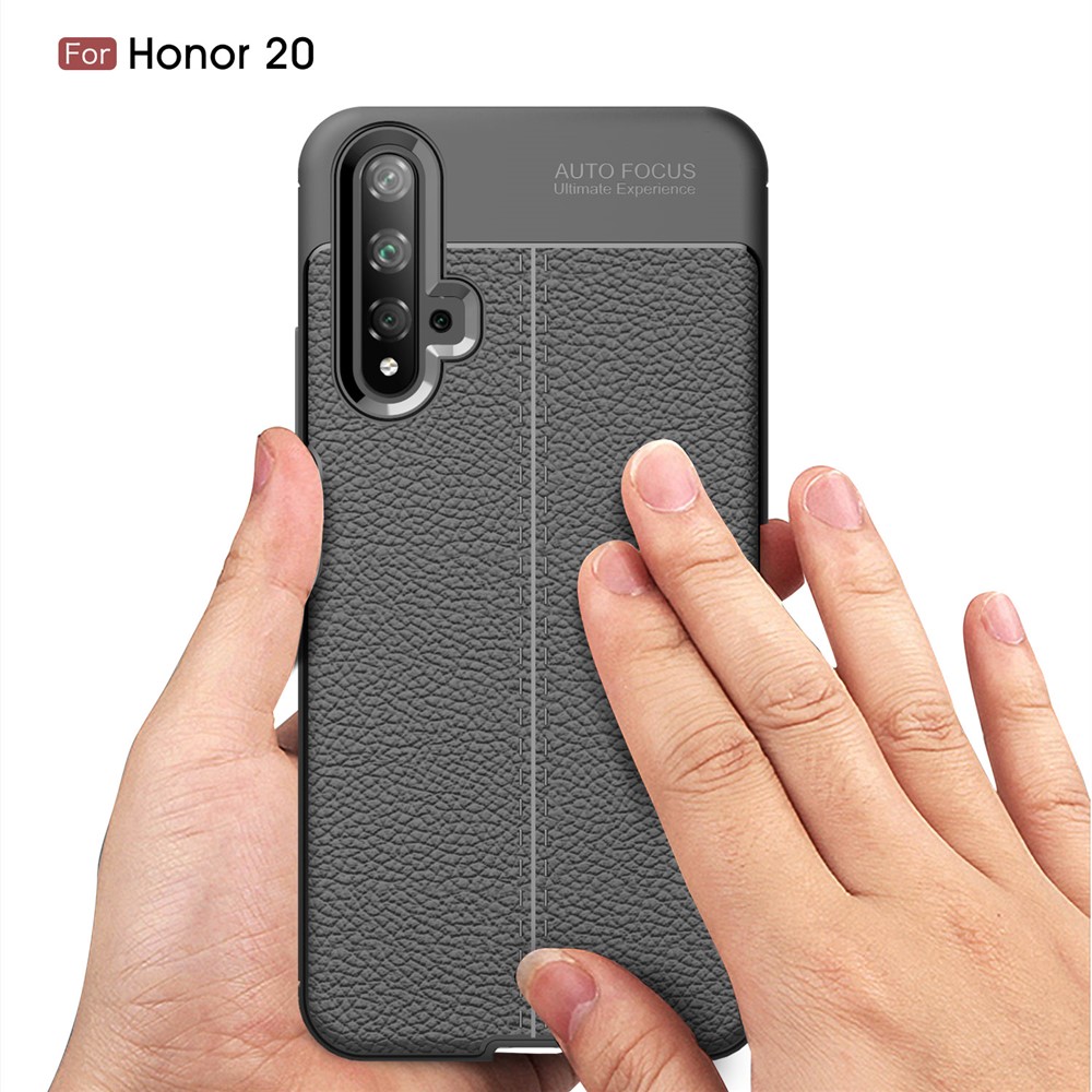 Litchi Texture TPU Phone Case for Huawei Honor 20 - Black-8