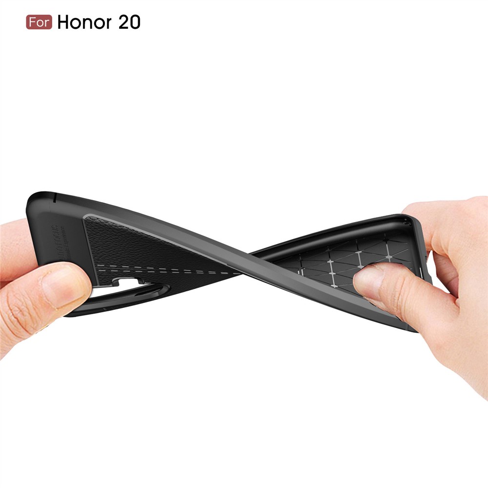 Custodia Per Telefono TPU di Litchi Texture Per Huawei Honor 20S (per la Cina) / Onore 20 / Nova 5T - Nero