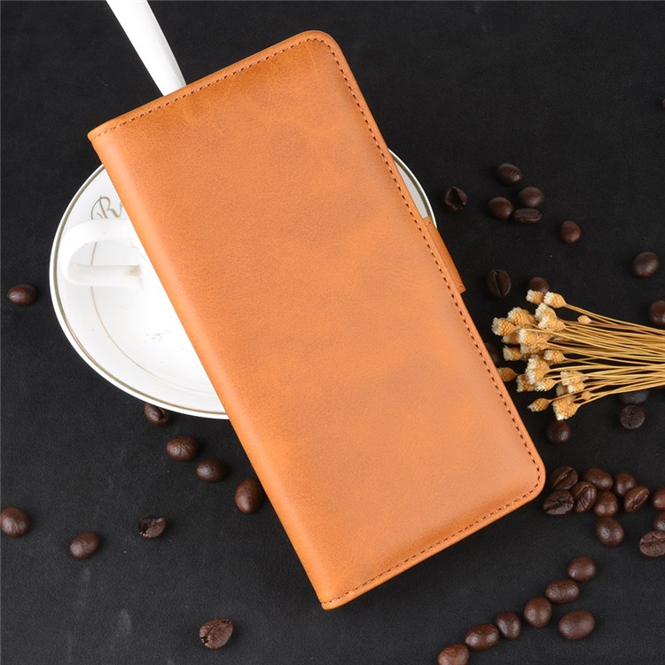 Dual-clasp Leather Wallet Stand Phone Case Cover for Huawei P30 Pro - Light Brown-8