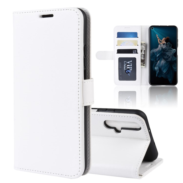 Crazy Horse PU Leather Stand Wallet Flip Phone Case for Huawei Honor 20 - White-1