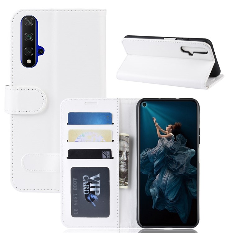 Crazy Horse pu Leather Stand Wallet Flip Téléphone Pour Huawei Honor 20 / Honor 20S - Blanche