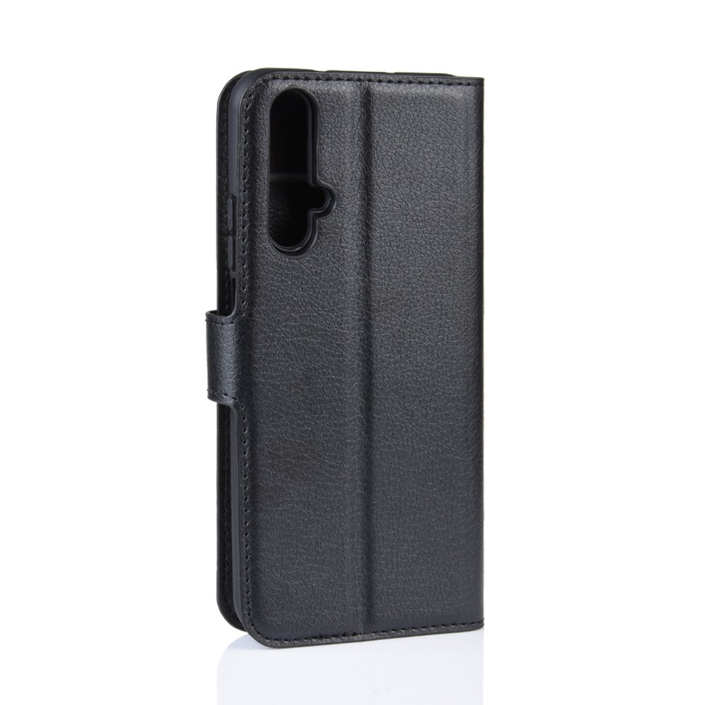 Litchi Skin Leather Wallet Stand Case for Huawei Honor 20S / Honor 20 - Black-6
