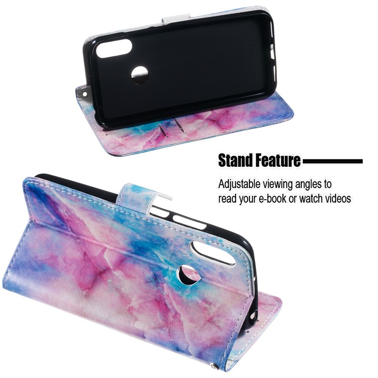 Pattern Printing Leather Wallet Stand Phone Case for Huawei Y6 (2019, with Fingerprint Sensor) / Y6 Prime (2019) - Style A-5