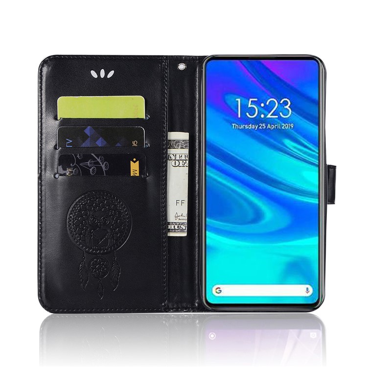 Imprinted Dream Catcher Owl Leather Wallet Phone Cover for Huawei P Smart Z / Y9 Prime 2019 - Black-4