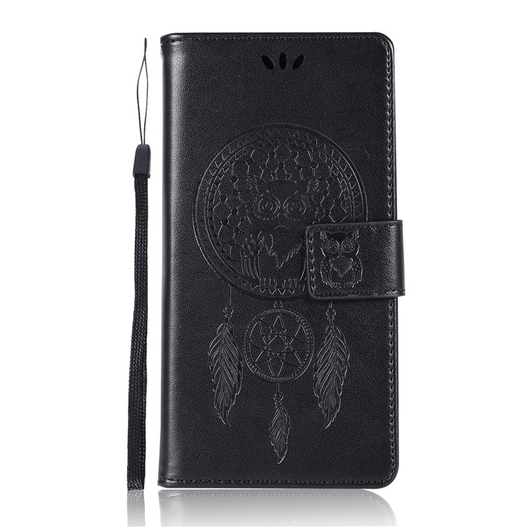 Imprinted Dream Catcher Owl Leather Phone Cover for Huawei Honor 20 - Black-2