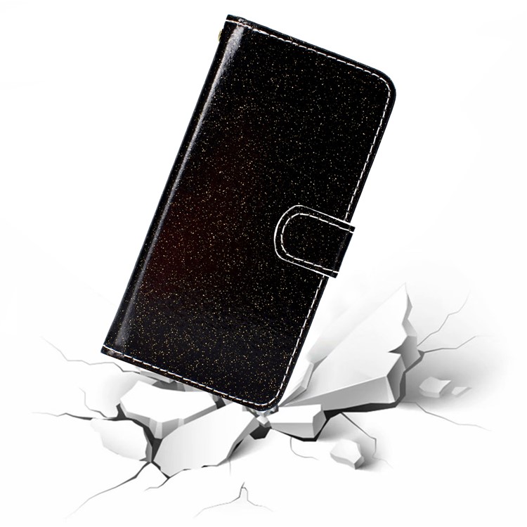 Flash Powder Wallet Stand PU Leather Phone Shell for Huawei P Smart+ 2019 / Enjoy 9s - Black-12