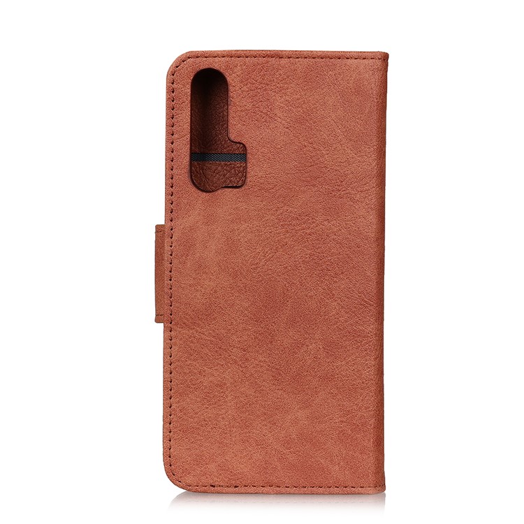 Litchi Texture Leather Phone Shell for Huawei Honor 20 Pro - Brown-9