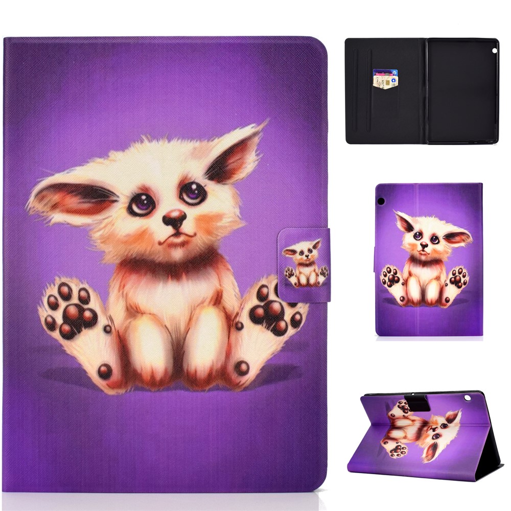 Shock-proof Pattern Printing Card Slot PU Leather Tablet Casing for Huawei MediaPad T5 10 - Abyssinian Cat-1