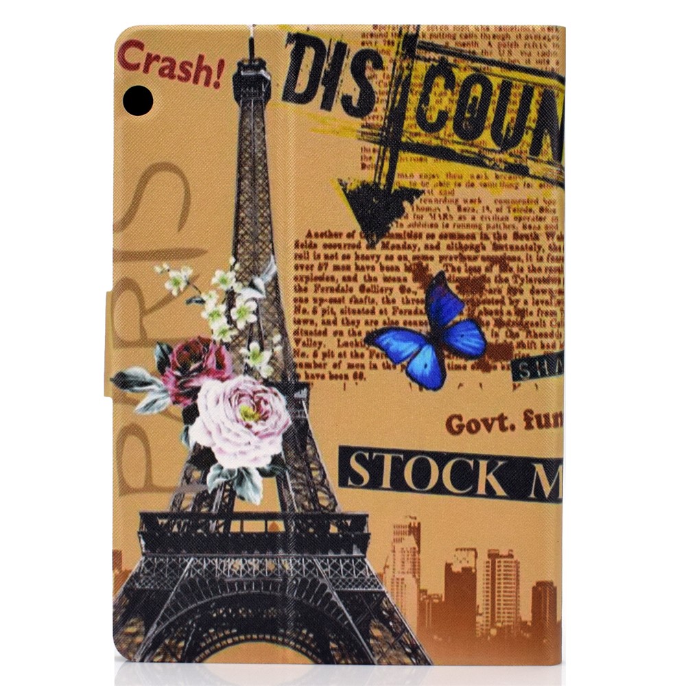 Shock-proof Pattern Printing Card Slot PU Leather Tablet Casing for Huawei MediaPad T5 10 - Eiffel Tower-3