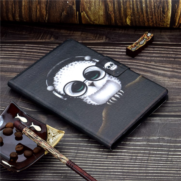 Shock-proof Pattern Printing Card Slot PU Leather Tablet Casing for Huawei MediaPad T5 10 - Owl Wearing Headphones-11