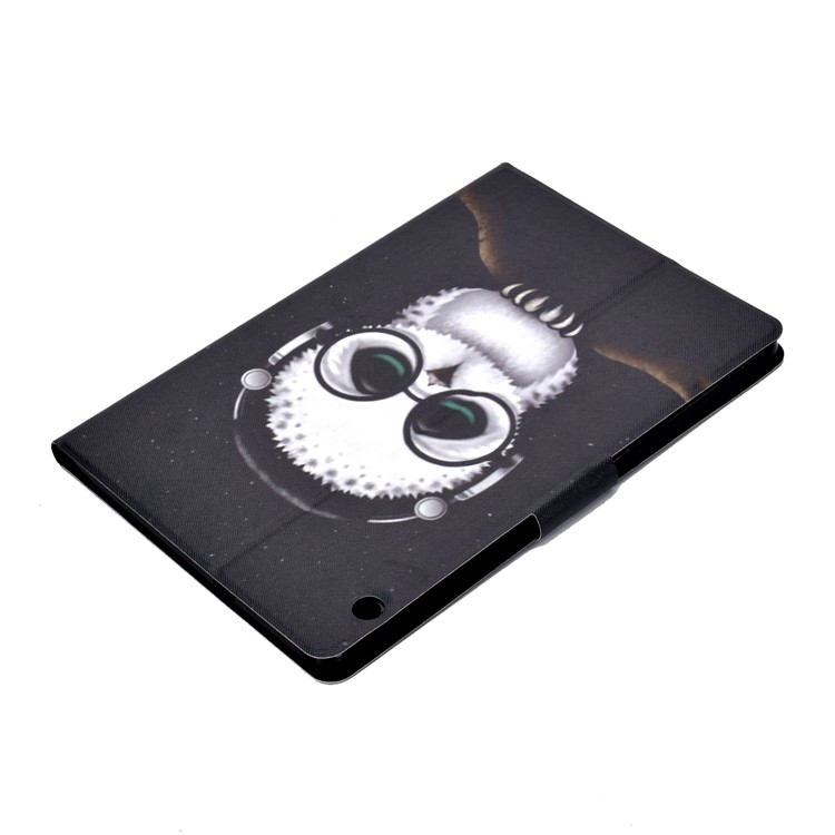 Shock-proof Pattern Printing Card Slot PU Leather Tablet Casing for Huawei MediaPad T5 10 - Owl Wearing Headphones-6