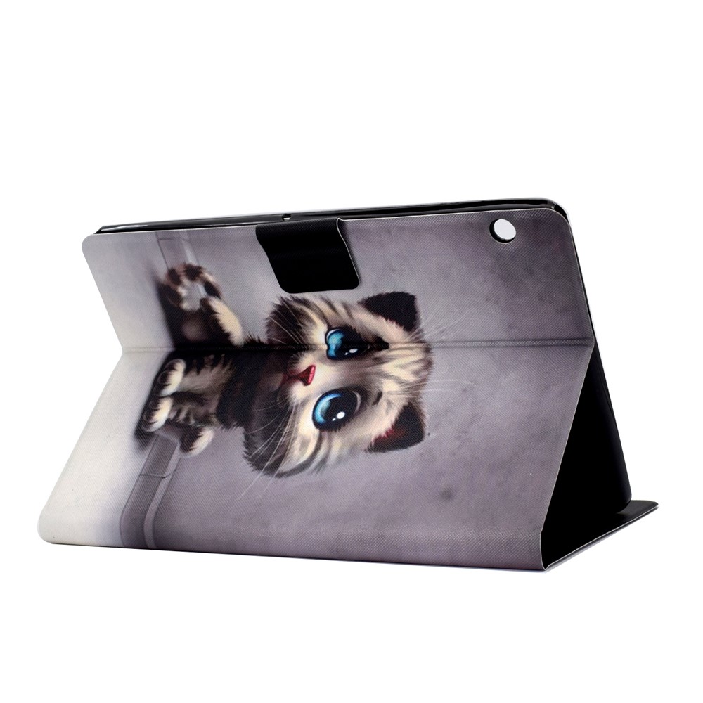 Shock-proof Pattern Printing Card Slot PU Leather Tablet Casing for Huawei MediaPad T5 10 - Cat with Blue Eyes-4