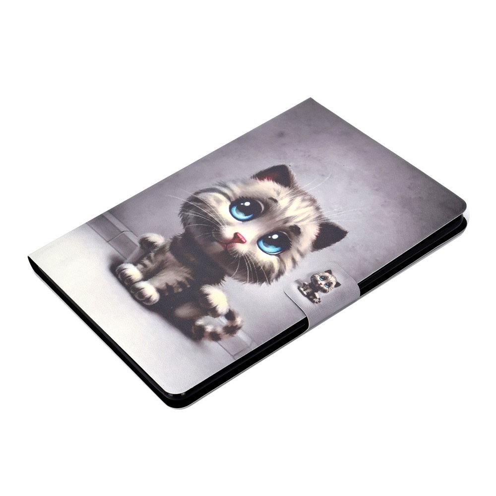 Shock-proof Pattern Printing Card Slot PU Leather Tablet Casing for Huawei MediaPad T5 10 - Cat with Blue Eyes-5