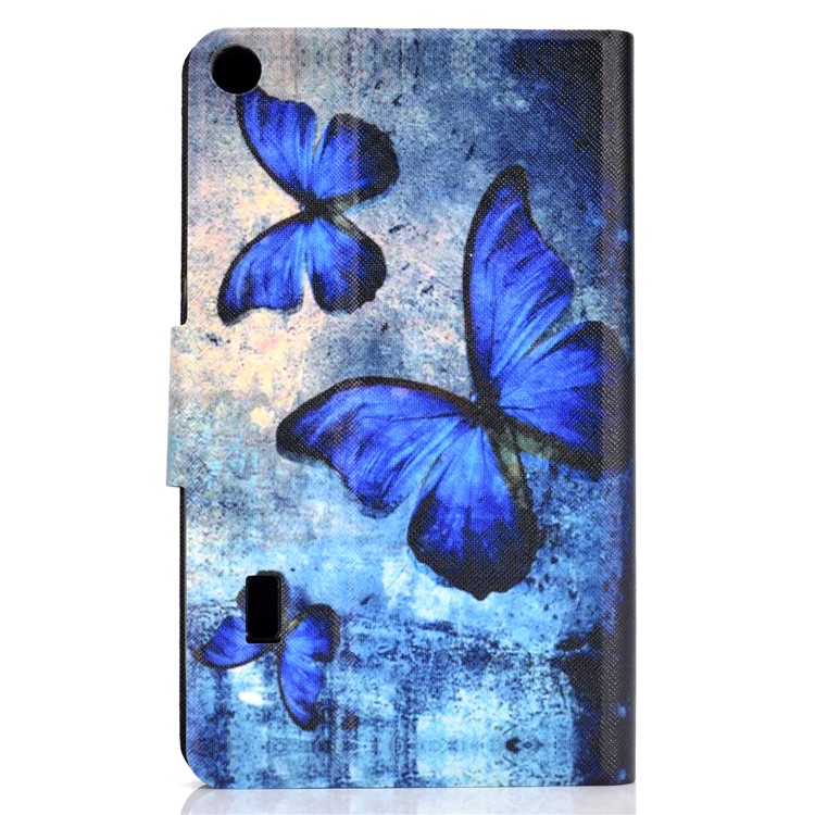 Shock-proof Pattern Printing Card Slot Stand PU Leather Tablet Shell for Huawei MediaPad T3 7.0 WiFi - Blue Butterflies-3