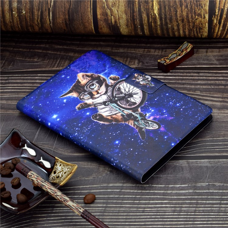 Shock-proof Pattern Printing Card Slot Stand PU Leather Tablet Case for Huawei MediaPad T3 10 - Cycling Cat-11