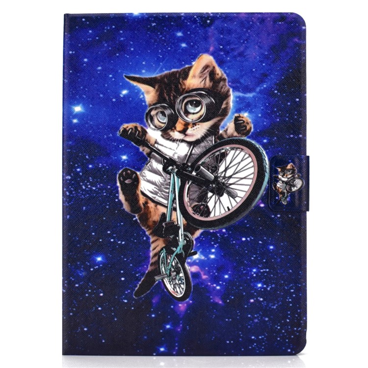 Shock-proof Pattern Printing Card Slot Stand PU Leather Tablet Case for Huawei MediaPad T3 10 - Cycling Cat-2