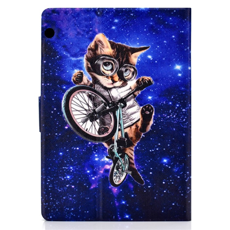 Shock-proof Pattern Printing Card Slot Stand PU Leather Tablet Case for Huawei MediaPad T3 10 - Cycling Cat-3