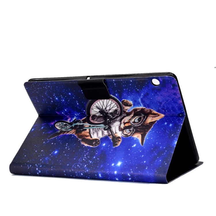 Shock-proof Pattern Printing Card Slot Stand PU Leather Tablet Case for Huawei MediaPad T3 10 - Cycling Cat-4