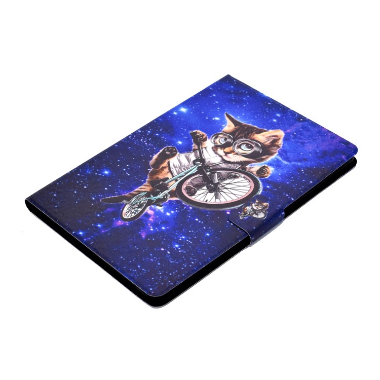 Shock-proof Pattern Printing Card Slot Stand PU Leather Tablet Case for Huawei MediaPad T3 10 - Cycling Cat-5