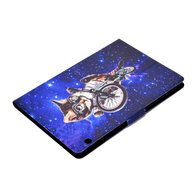 Shock-proof Pattern Printing Card Slot Stand PU Leather Tablet Case for Huawei MediaPad T3 10 - Cycling Cat-6