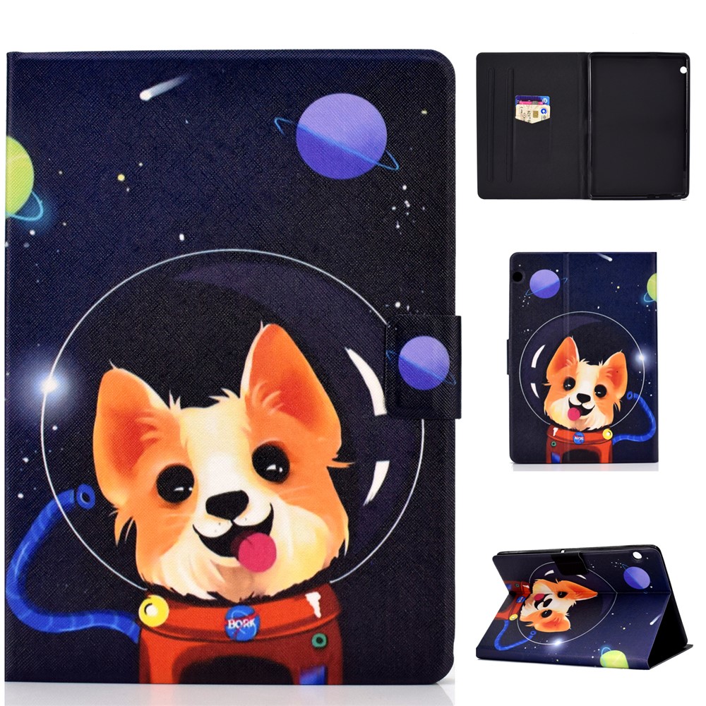 Shock-proof Pattern Printing Card Slot Stand PU Leather Tablet Case for Huawei MediaPad T3 10 - Aerospace Dog-1