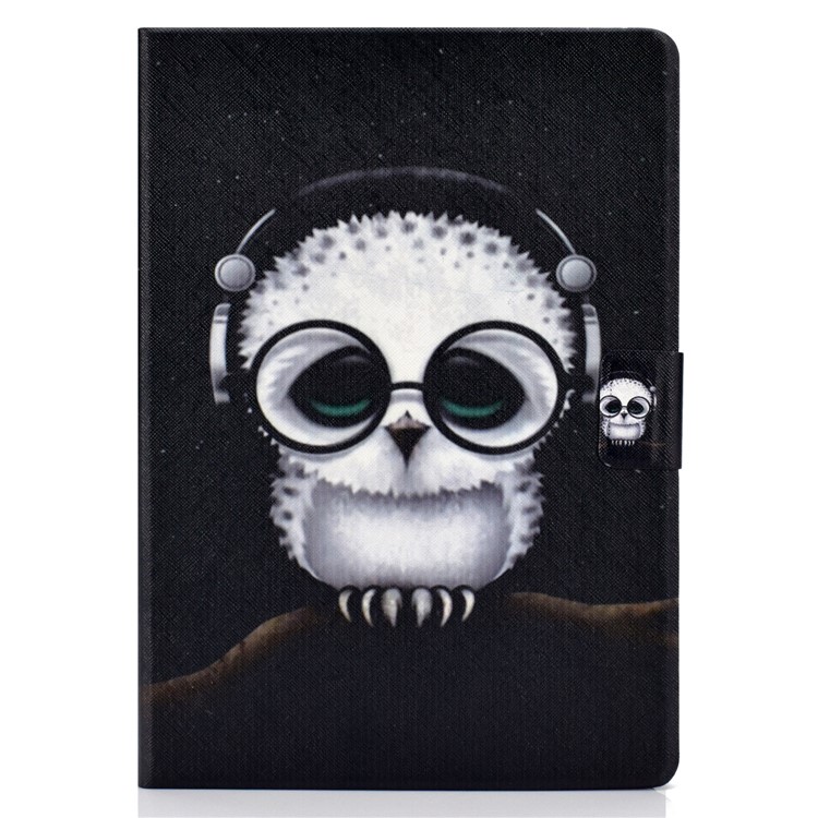 Support De Fente Pour Carte D'impression De Motif Antichoc Support Étui En Cuir PU Pour Huawei Mediapad T3 10 - Hibou Portant Des Écouteurs-2