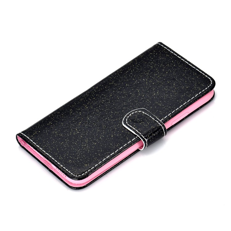 Shiny Powder Leather Wallet Phone Case for Huawei Honor 8S - Black-9