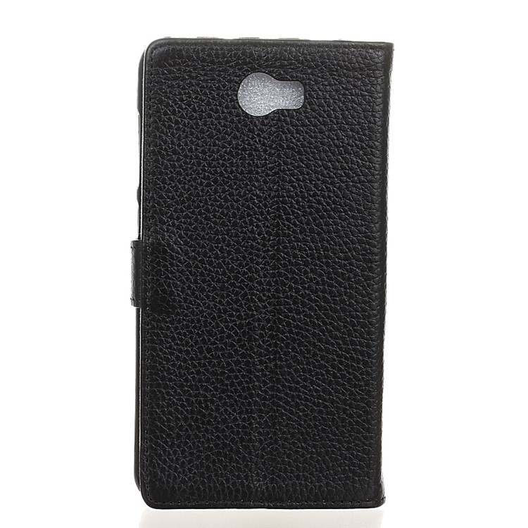 Litchi Grain Flip Wallet Genuine Leather Case for Huawei Y5II / Y5II - Black-2