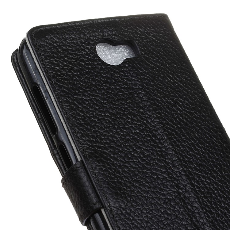Litchi Grain Flip Wallet Genuine Leather Case for Huawei Y5II / Y5II - Black-3