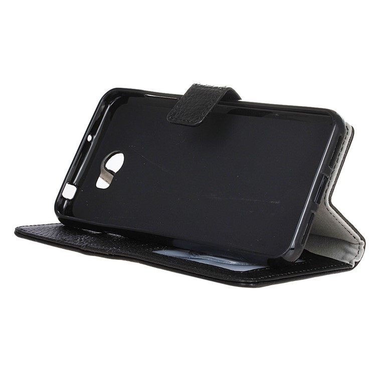 Litchi Grain Flip Wallet Genuine Leather Case for Huawei Y5II / Y5II - Black-5