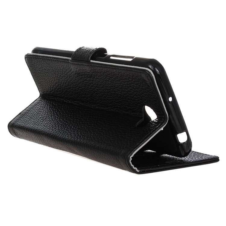 Litchi Grain Flip Wallet Genuine Leather Case for Huawei Y5II / Y5II - Black-6