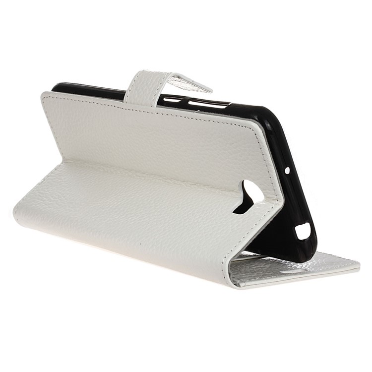 Litchi Grain Genuine Leather Wallet Cover Case for Huawei Y5II / Y5II - White-6